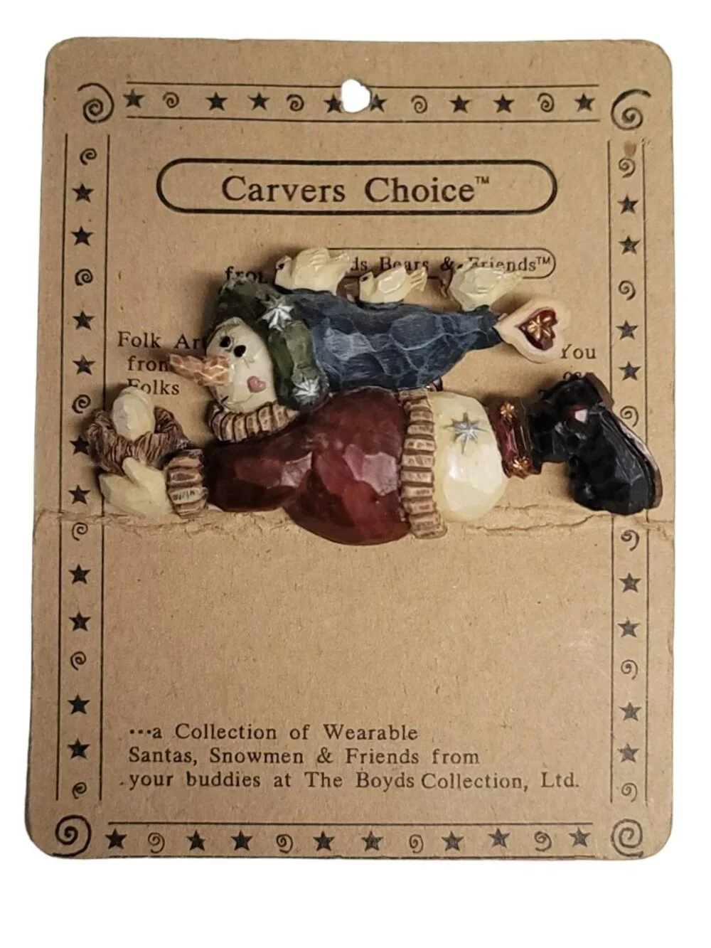 Boyd's Bears Carvers Choice Barnaby Homeward Bound Snowman Brooch Pin
